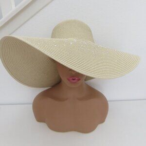 COG New York diamond stud Natural WIDE BRIM Straw Hat